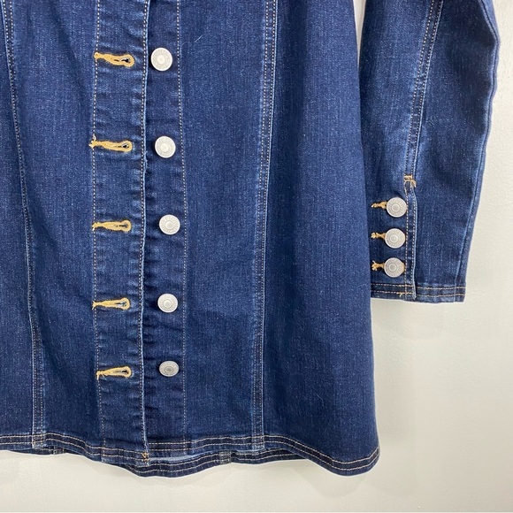 Levi's Veda Slim Fit Full Button Up Down Denim Jean Mini Dress Size XS‎ (NWT) - Picture 2 of 9